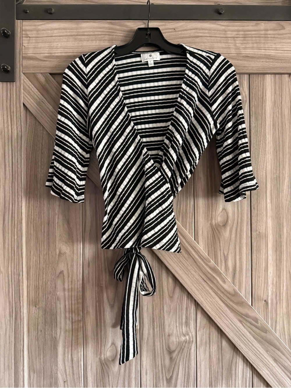 Socialite Black and White Striped Knit Top